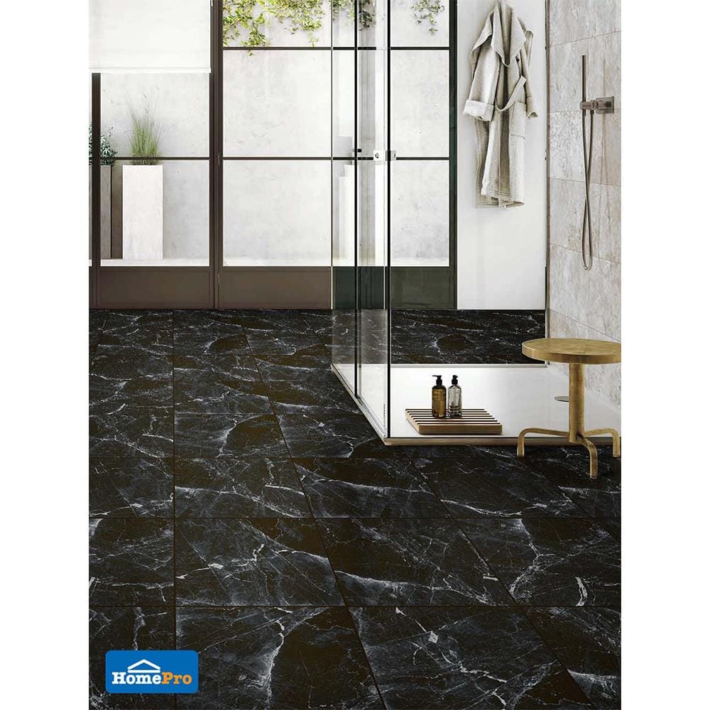 กระเบื้องพื้นพอร์ซเลน  16x16 นิ้ว COTTO อวาลอน ดำ ExC PM 0.96M2