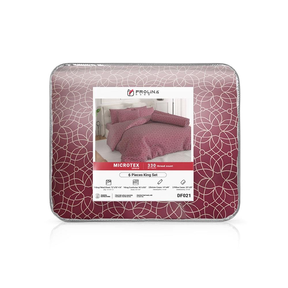 ชุดผ้าปูที่นอน 6 ฟุต 6 ชิ้น FROLINA MICROTEX DF021