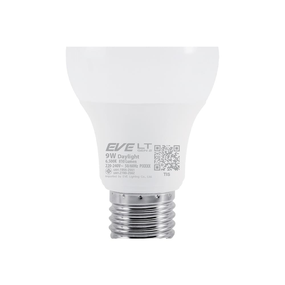 หลอด LED EVE A60 GEN2 9 วัตต์ DAYLIGHT E27 แพ็ก 2 ชิ้น