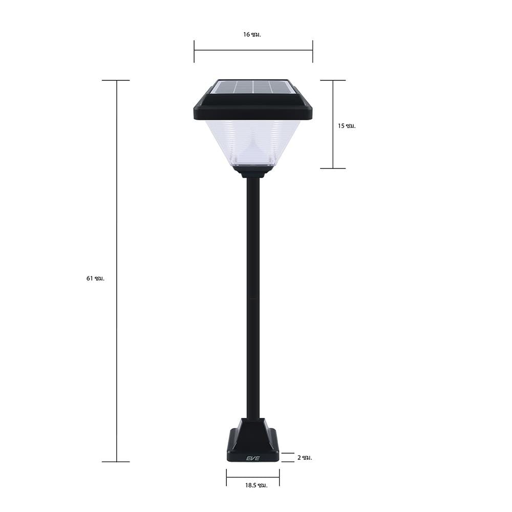 ไฟหัวเสา SOLAR EVE 595545 2 วัตต์ COOLWHITE DAYLIGHT WARMWHITE สีดำ
