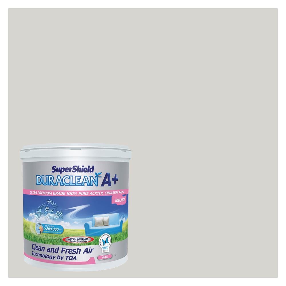 สีน้ำทาภายใน TOA SUPERSHIELD DURACLEAN A PLUS #8299 สี ICE AGE ด้าน 2.5 แกลลอน