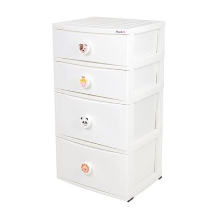 ตู้ลิ้นชัก 4 ชั้น STACKO C12 56X45X105 ซม. ANIMAL สีขาว