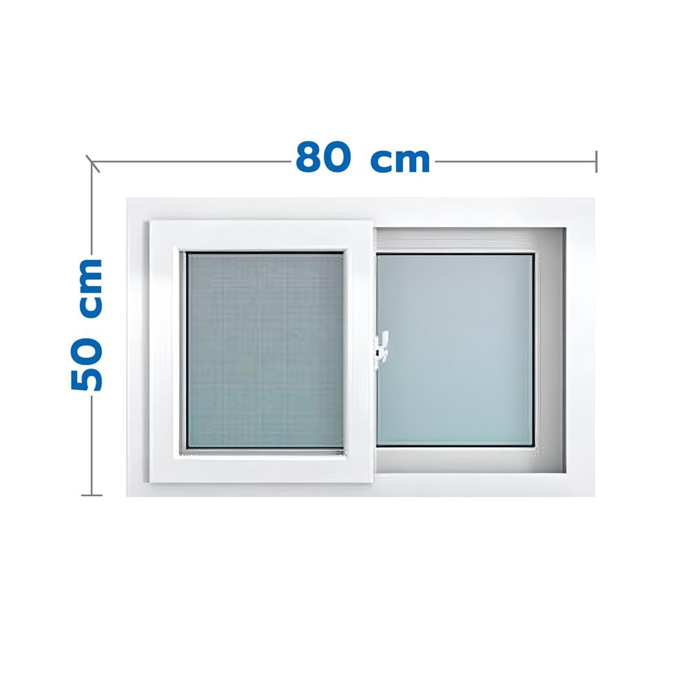 หน้าต่างบานเลื่อน UPVC S-S มุ้ง HOFFEN 80X50 ซม. สีขาว