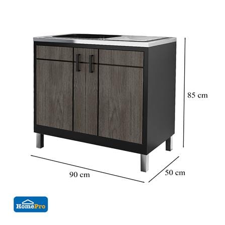 ตู้ตั้งพื้นท็อปซิงค์ 1 หลุม 1 ที่พัก + ก๊อก CABIN CHIC 90x85 ซม. สี GRAY OAK_3
