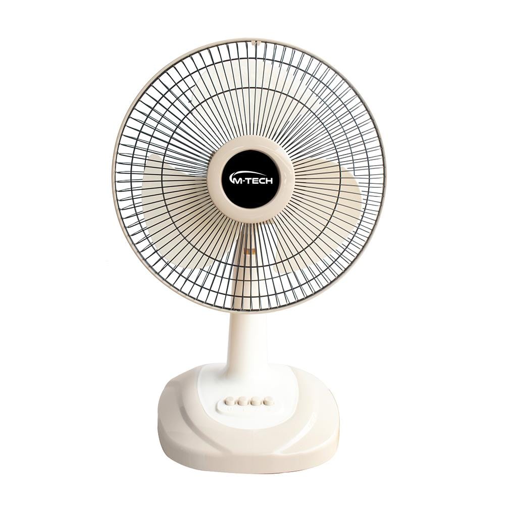 พัดลมตั้งโต๊ะ 12 นิ้ว M-TECH DF-8122 NEW สีครีม