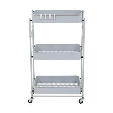 ชั้นวางของพับได้ 3 ชั้น มีล้อ STACKO HAZEL 45x30x77 ซม. สีเทา_1