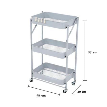 ชั้นวางของพับได้ 3 ชั้น มีล้อ STACKO HAZEL 45x30x77 ซม. สีเทา_6