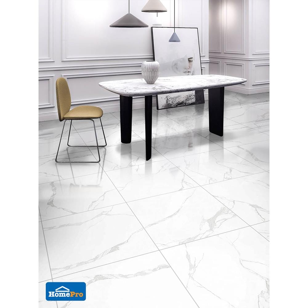 กระเบื้องพื้นพอร์ซเลน 60x60 ซม. CERGRES โอเชี่ยน ไวท์ (AM) A 1.44M2