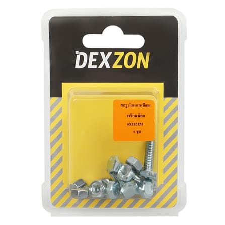 สกรูหัวหกเหลี่ยมพร้อมน็อต DEXZON 6X18 มม. 6 ชิ้น/แพ็ก_1