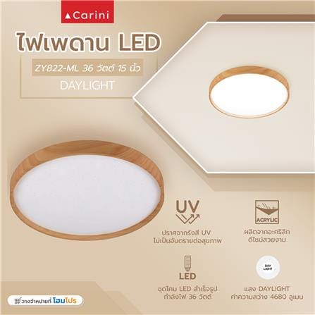 ไฟเพดาน LED CARINI ZY828-ML 15 นิ้ว 36 วัตต์ DAYLIGHT สีขาว/น้ำตาล_4