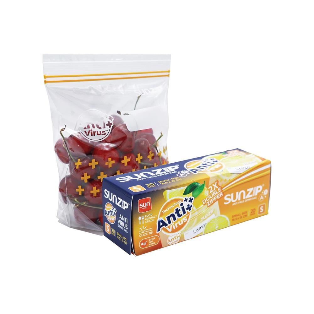 ถุงซิป SUNZIP ANTI VIRUS S 16.5 ซม.x15 ซม.
