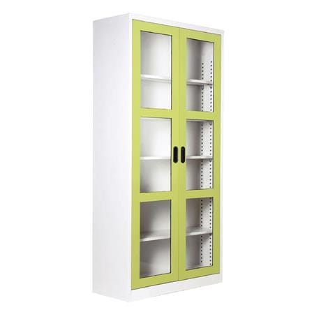 ตู้เหล็กสูงบานเปิดกระจก KIOSK MAX-082 สีขาว/สีเขียว_1
