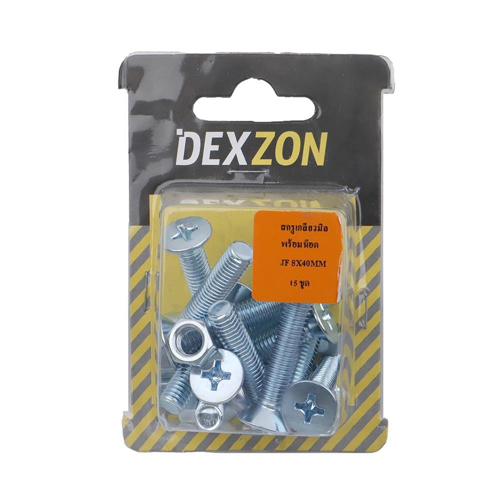 สกรูเกลียวมิลน็อต JF DEXZON 8X40 มม. 15 ตัว