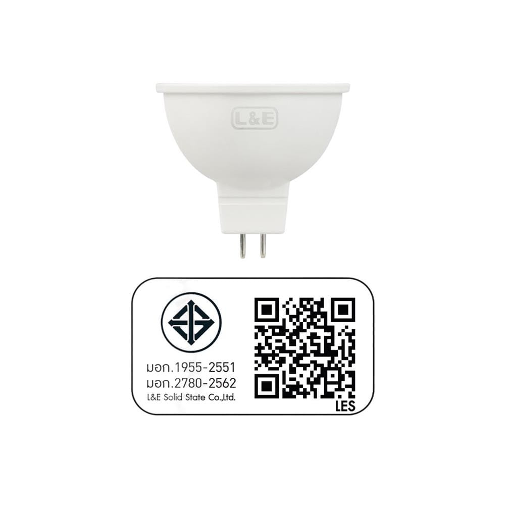 หลอด LED L&E MR16 6 วัตต์ WARMWHITE 36 BEAM ANGLE GU5.3