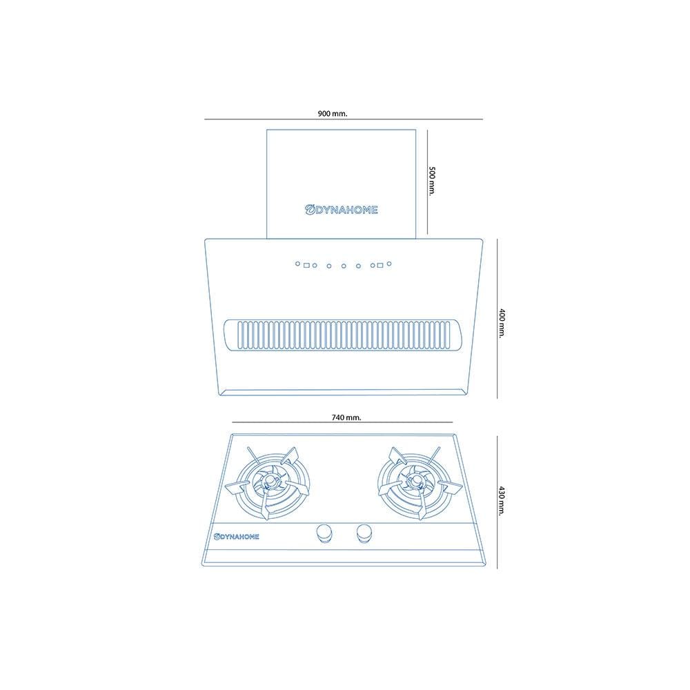 เตาฝัง+เครื่องดูดควัน DYNA HOME DH-ZM90BK+DH2000G