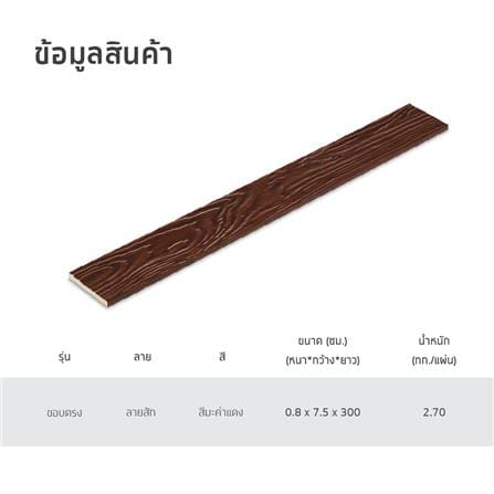 ไม้ระแนง SHERA ลายสัก 7.5X300X0.8 ซม. สีไม้มะค่าแดง_4