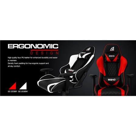 D.I.Y. เก้าอี้เกมมิ่ง SIGNO BAROCCO GC-203BW สีดำ/ขาว_4