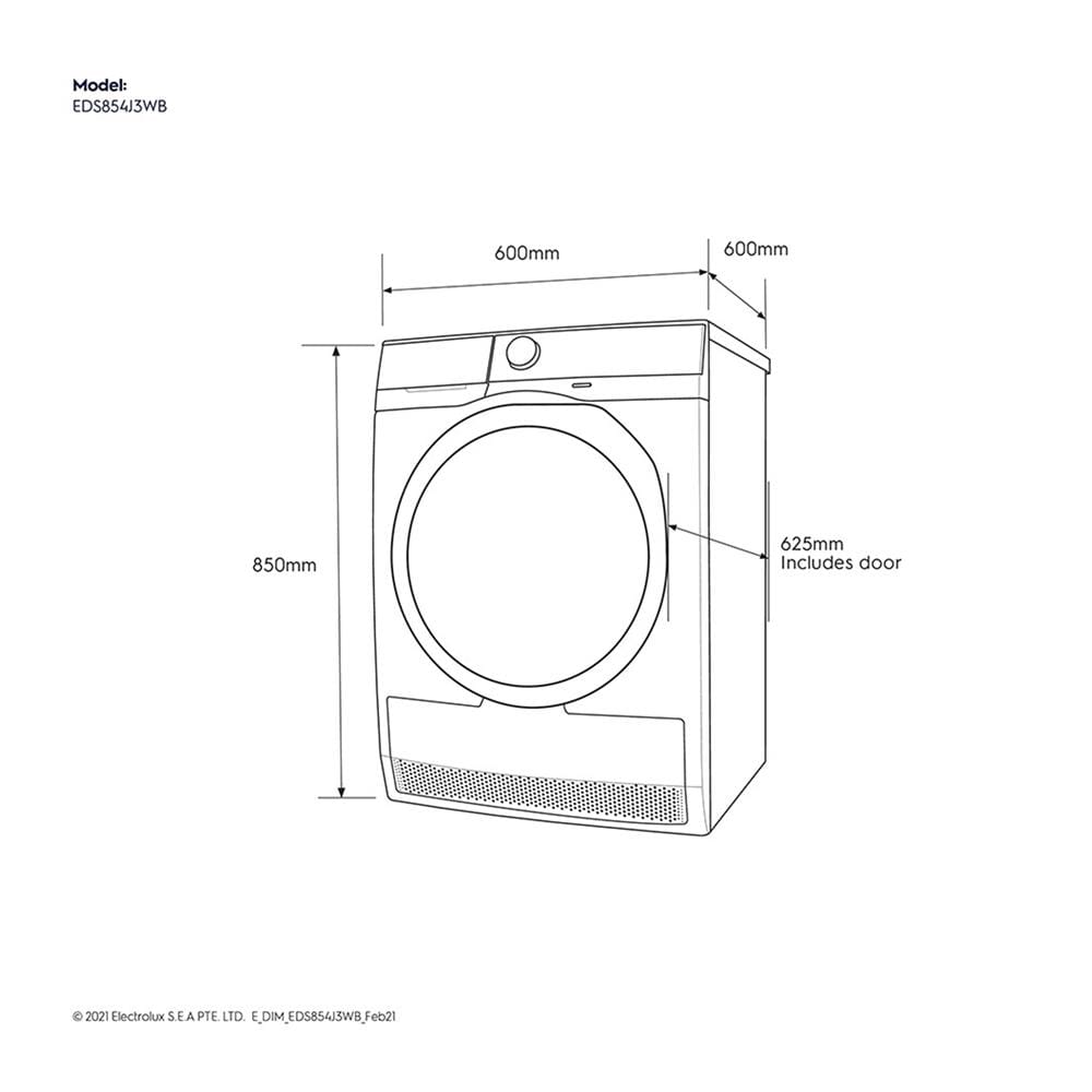 เครื่องอบผ้าฝาหน้า ELECTROLUX EDS854J3WB 8.5 กก.+ขาตั้ง