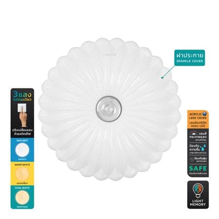 ไฟเพดาน LED LAMPTAN SUNFLOWER 19 นิ้ว 50 วัตต์ DAYLIGHT/COOL WHITE/WARM WHITE สีขาว_0