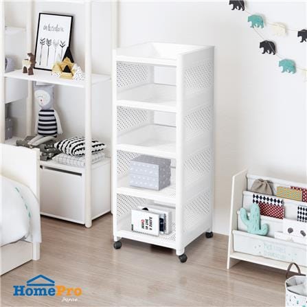 ชั้นวางของ 5 ชั้น มีล้อ STACKO IVA 29.5X36X98.5 ซม. สีขาว_5