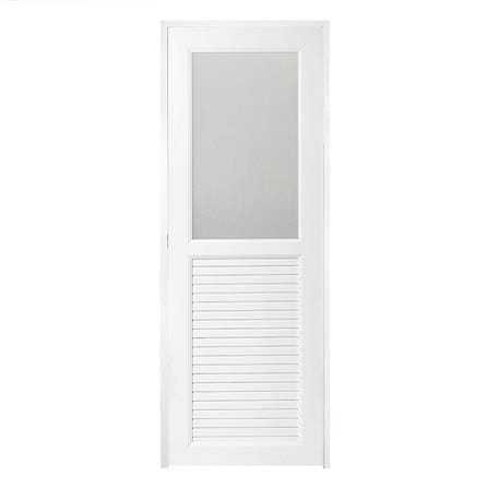 ประตู UPVC AZLE AZ113 GLASS 70X200 ซม. สีขาว พร้อมวงกบ ไม่เจาะลูกบิด_0