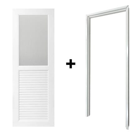 ประตู UPVC AZLE AZ113 GLASS 70X200 ซม. สีขาว พร้อมวงกบ ไม่เจาะลูกบิด_3