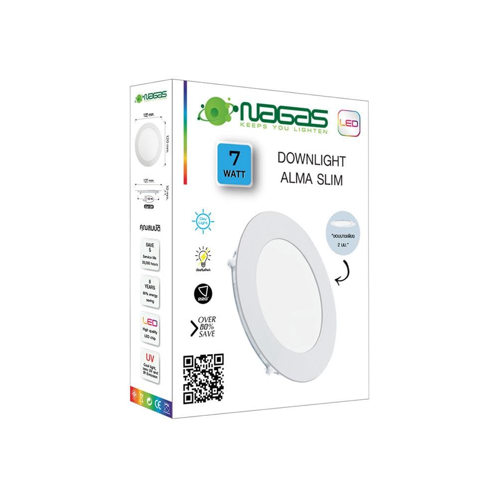 ดาวน์ไลท์ LED NAGAS ALMA SLIM 4.8 นิ้ว 7 วัตต์ DAYLIGHT สีขาว