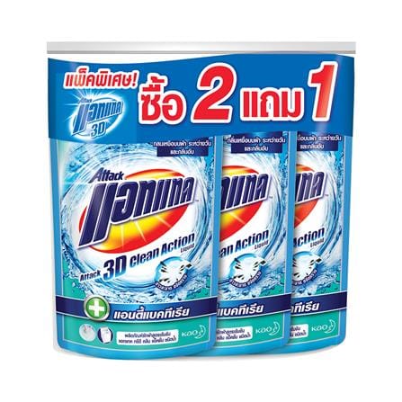 รีฟิลน้ำยาซักผ้า ATTACK 3D CLEAN ACTION 770 มล. 2แถม1_0