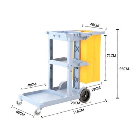 รถเข็นจัดเก็บอุปกรณ์ทำความสะอาด ACCO 119x52x96 ซม. สีเทา_4