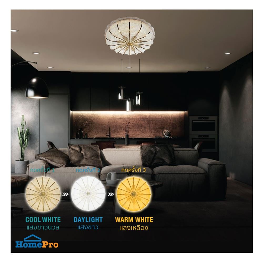 ไฟเพดาน LED LAMPTAN FLORIS 18 นิ้ว 36 วัตต์ DAYLIGHT/COOL WHITE/WARM WHITE สีขาว