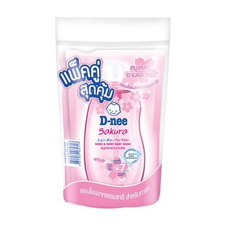 รีฟิลสบู่เหลว D-NEE ซากุระ เฮดแอนด์บอดี้วอช 350 มล. แพ็กคู่