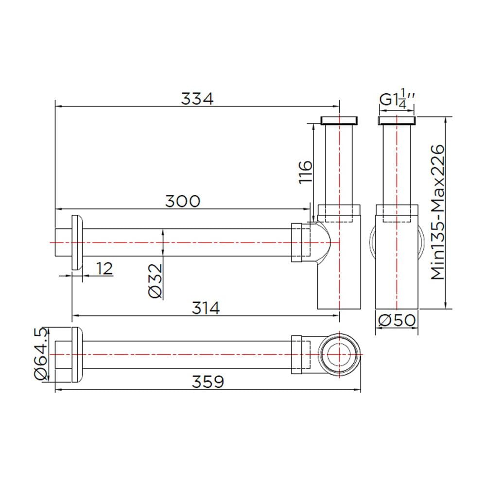 ท่อน้ำทิ้งอ่างล้างหน้ากระปุก KARAT FAUCET KA-22-111-50 33 ซม.