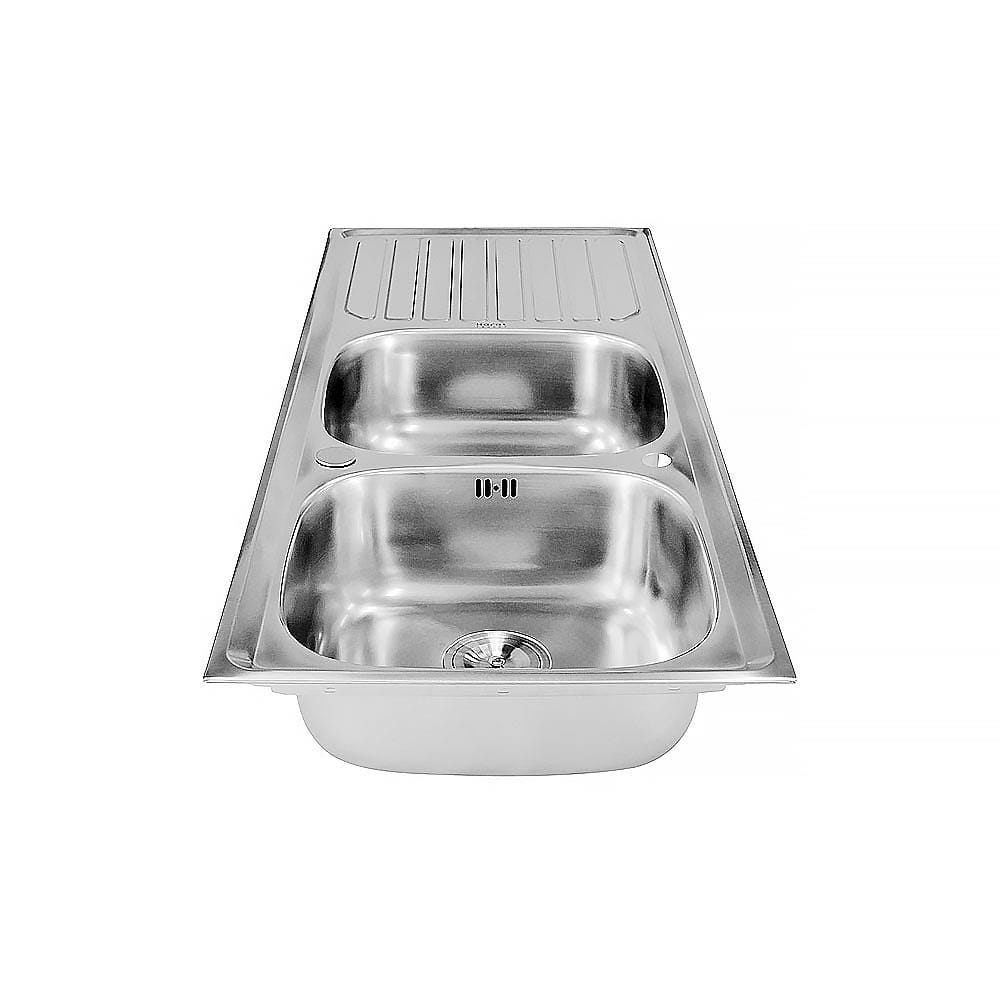 ซิงค์ฝัง 2หลุม 1ที่พัก KARAT FAUCET KK-01-021H-63 สีเงิน