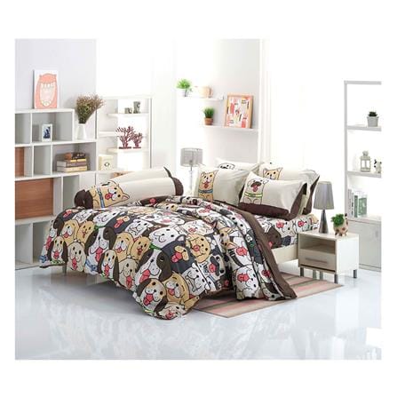 ชุดผ้าปูที่นอน 6 ฟุต 6 ชิ้น TULIP หมาจ๋า 60204-DLC042