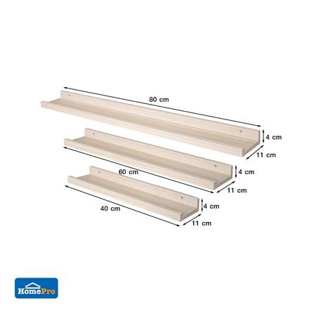 ชั้นติดผนังแบบเรียบ STACKO COZI (S,M,L) สีวอลนัท 3 ชิ้น_4