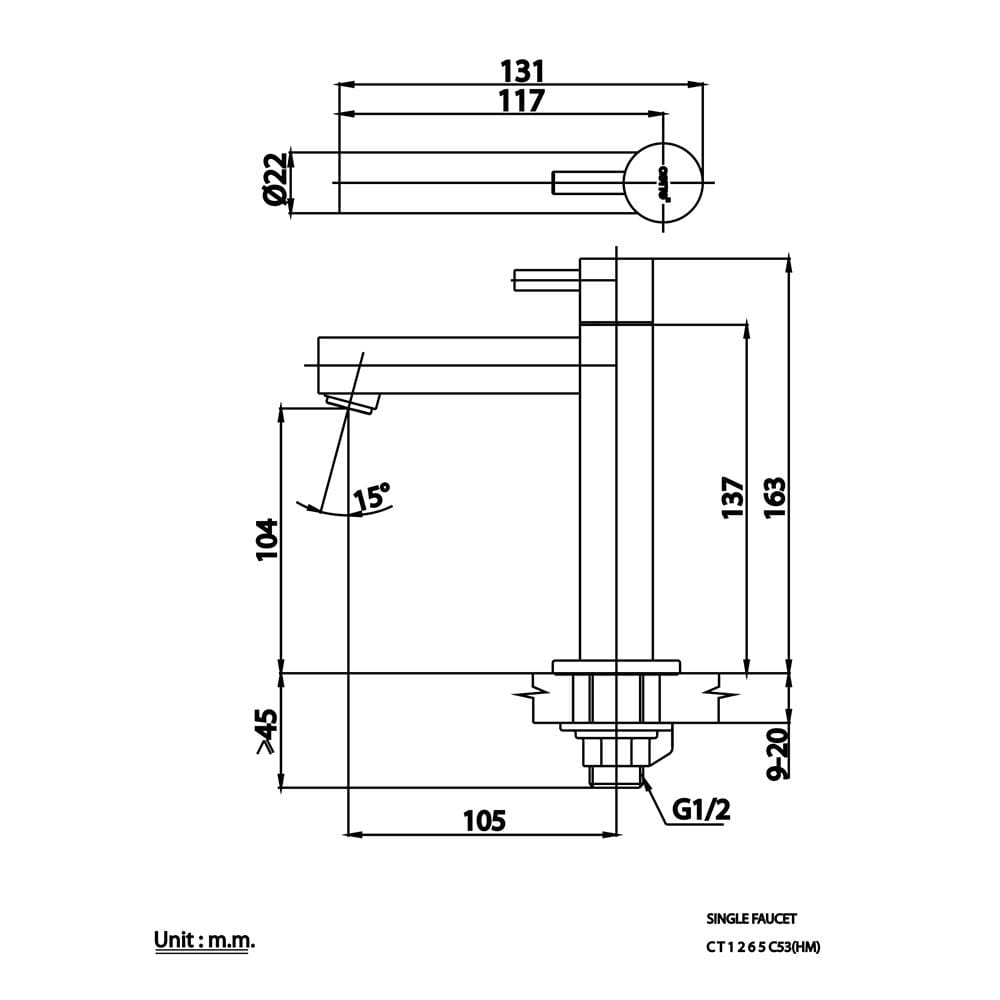 ก๊อกอ่างล้างหน้าเดี่ยว COTTO CT1265C53(HM)