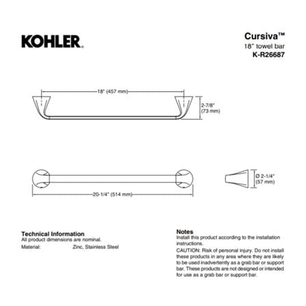 ราวแขวนผ้า KOHLER K-R26687-CP สีโครม_1