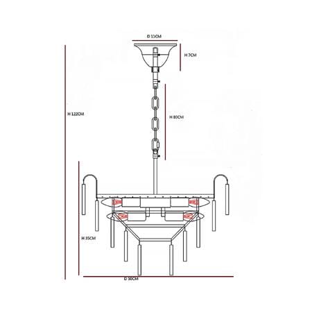 ไฟช่อ CARINI 8850-50 สีดำ/ทอง/ขาว 1หัว_2