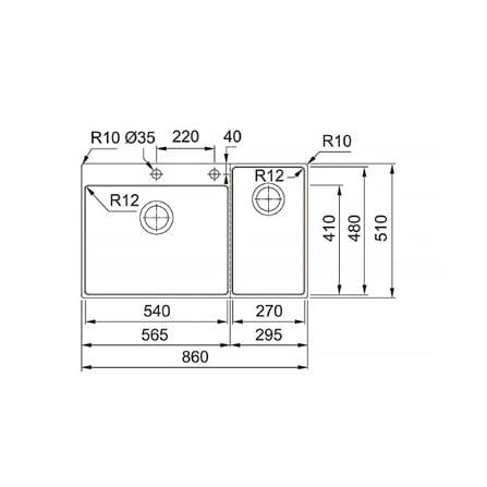ซิงค์ฝัง 2หลุม FRANKE BWX 220-54-27 WCR สีเงิน_5