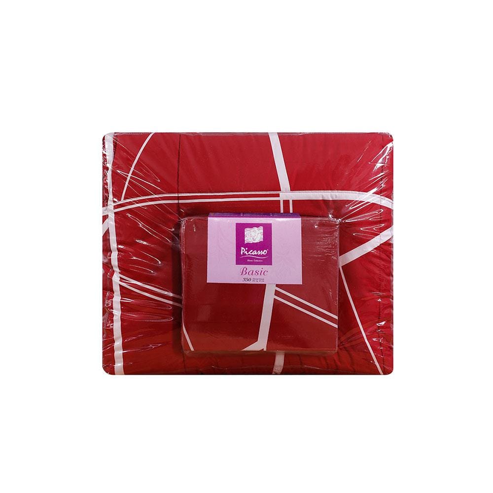 ชุดผ้าปูที่นอน 6 ฟุต 6 ชิ้น PICASSO BASIC สี NAPLES DARK RED
