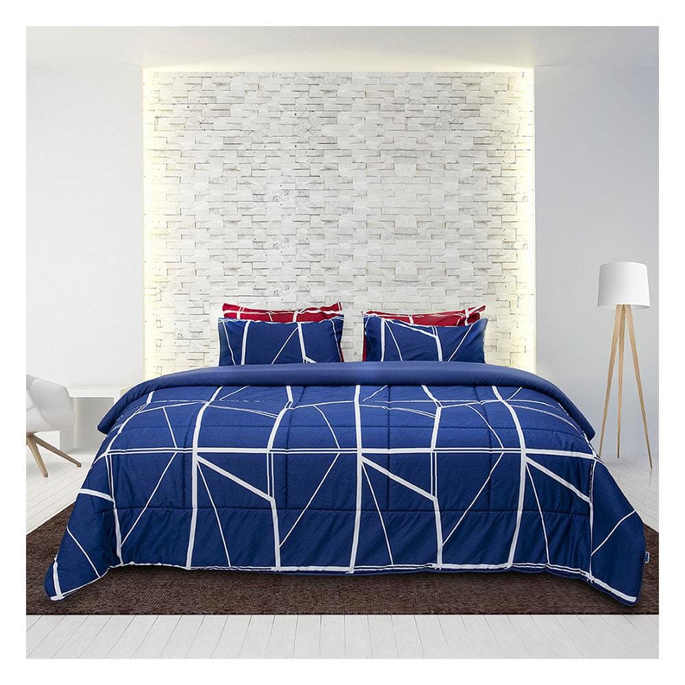 ชุดผ้าปูที่นอน 6 ฟุต 6 ชิ้น PICASSO BASIC สี NAPLES NAVY BLUE