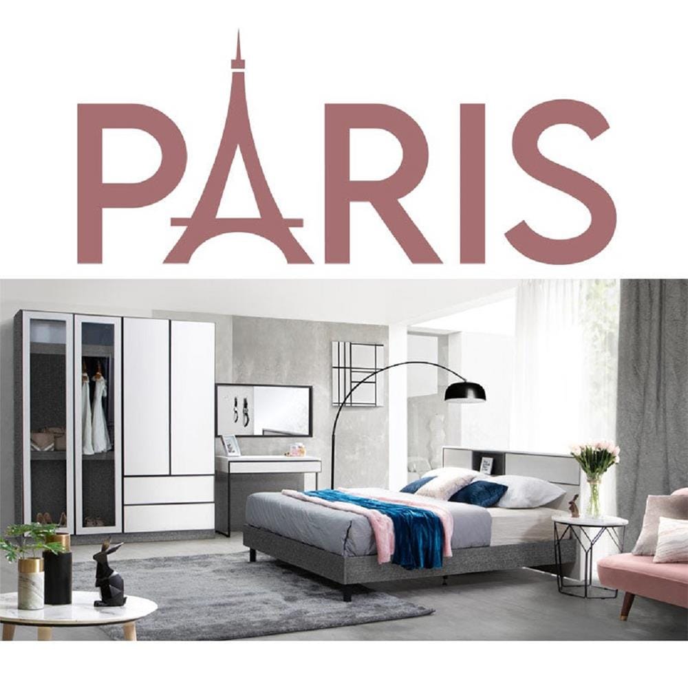 ตู้เสื้อผ้า 2 บานเปิด KONCEPT PARIS 90 ซม. สี GREY LINEN/WHITE LINEN