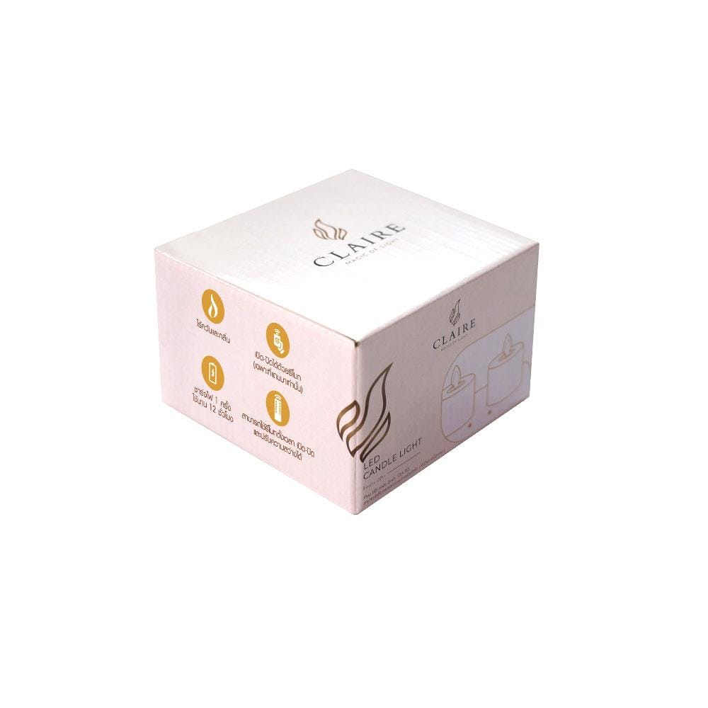 เทียน LED ชาร์จ CLAIRE WARMWHITE สีขาว พร้อมที่ชาร์จ แพ็ค 2 ชิ้น