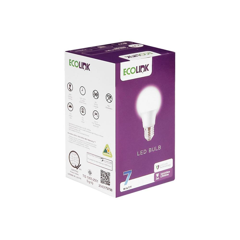 หลอด LED ECOLINK A60 7 วัตต์ DAYLIGHT E27