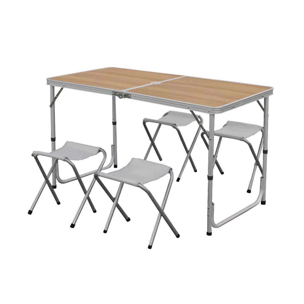 4-SEAT FOLDING PICNIC TABLE SET NL HOME WOOD GRAIN