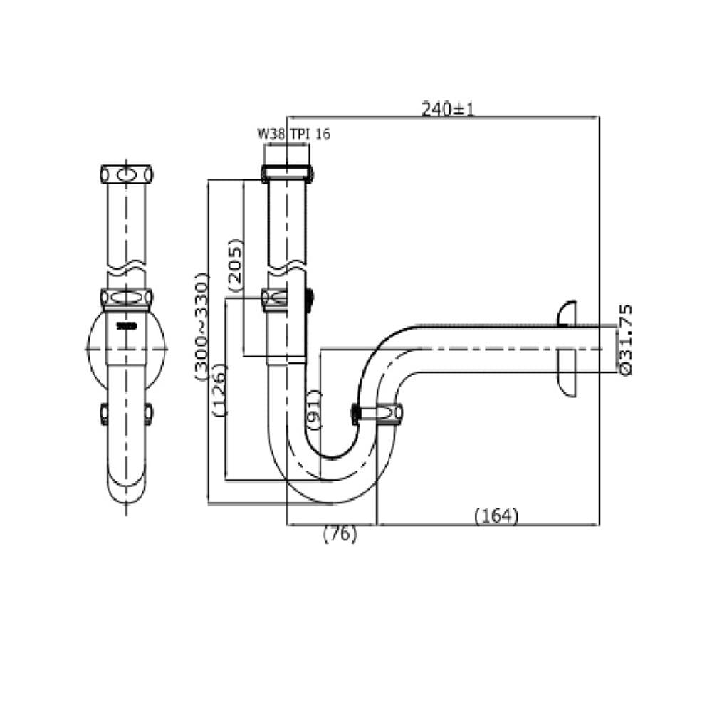 ท่อน้ำทิ้งอ่างล้างหน้าพีแทรป TOTO TS612A(HM) 24 ซม.