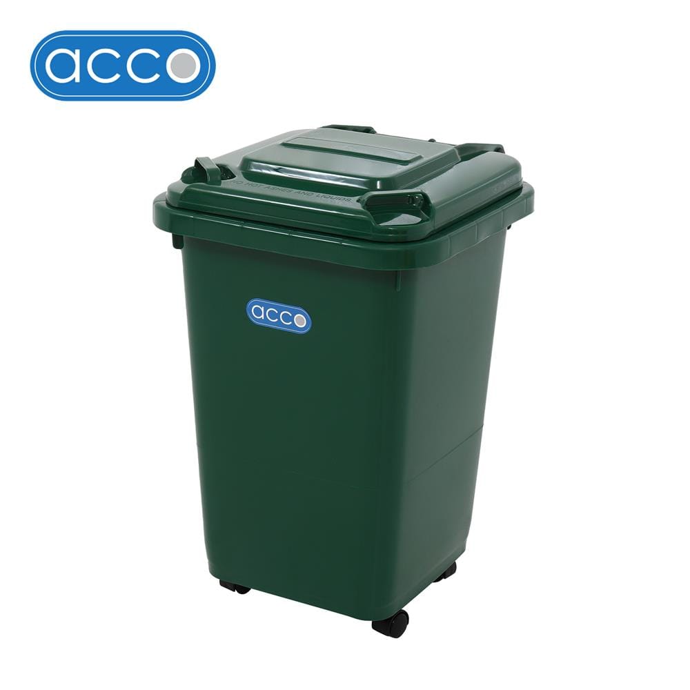 ถังขยะฝาเปิดปิดมีล้อ ACCO CLEAN 32 ลิตร สีเขียว