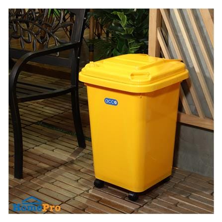 ถังขยะฝาเปิดปิดมีล้อ ACCO CLEAN 60 ลิตร สีเหลือง_5