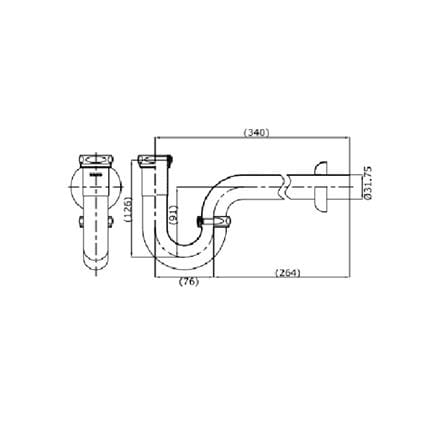 ท่อน้ำทิ้งอ่างล้างหน้าพีแทรป TOTO TS303AX(HM) 34 ซม._1