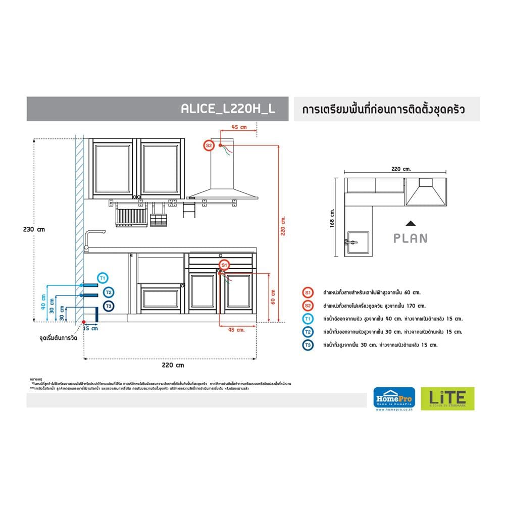 ครัวไม้สำเร็จ STARMARK ALICE L220H_L 220 ซม.